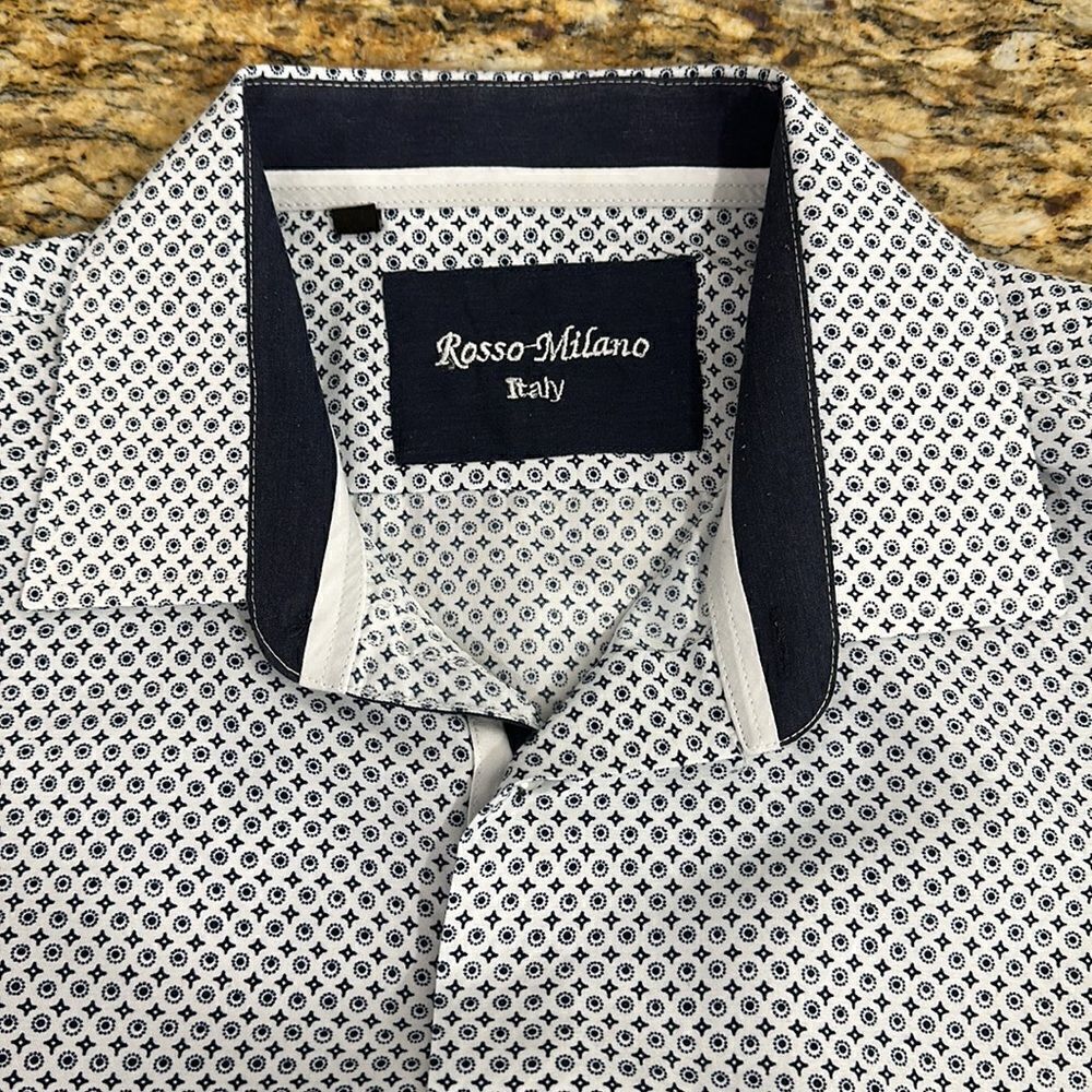 Rosso Milano Italy All Over Print Long Sleeve Dress Shirt Size XL - Picture 6 of 12